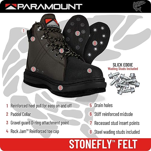 Paramount Outdoors Stonefly Felt Sole Wading Shoe, Felt Bottom Wading Boot