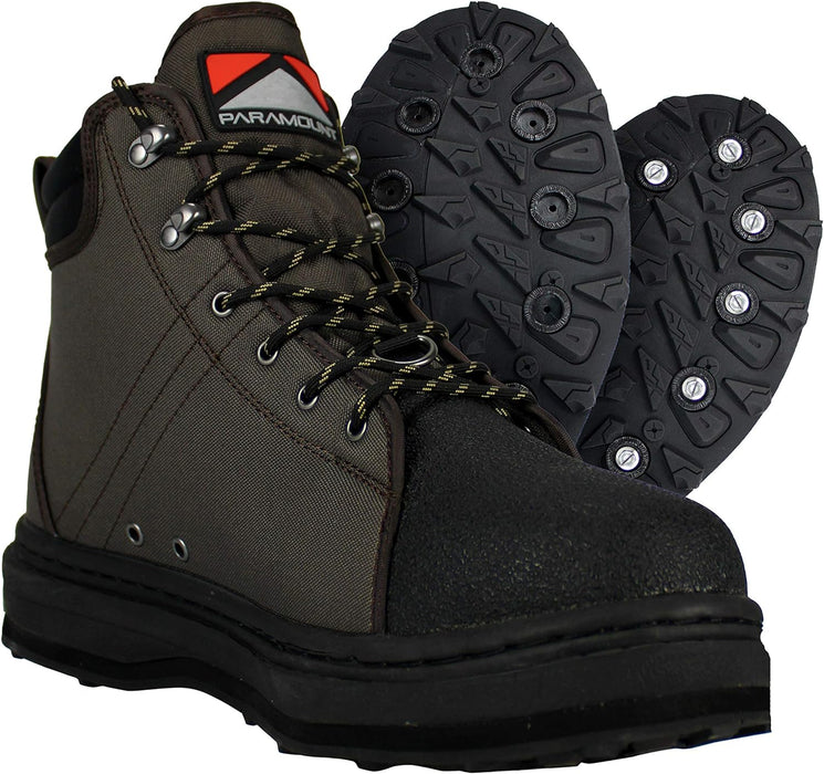 Paramount Outdoors Stonefly Cleated Sole Wading Boot, Rubber Bottom Wading Shoe Men's Women's and Youth