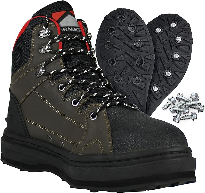 Paramount Outdoors Deep Eddy Cleated Rubber Bottom Wading Boots, Rubber Sole Wader Boots