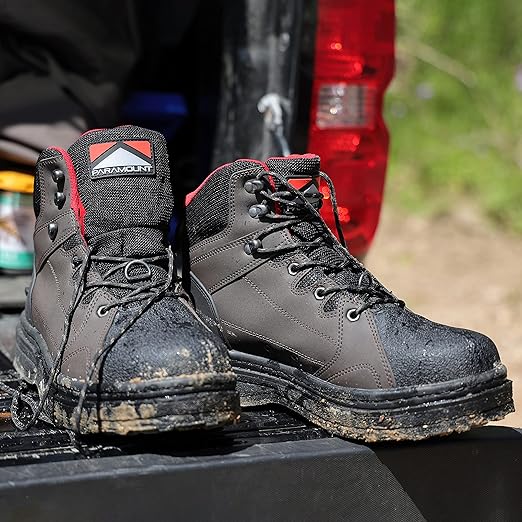Paramount Outdoors Deep Eddy Cleated Rubber Bottom Wading Boots, Rubber Sole Wader Boots