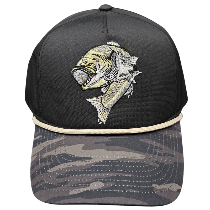 Wild Brims Hats, Largemouth Bass Black Camo, Black