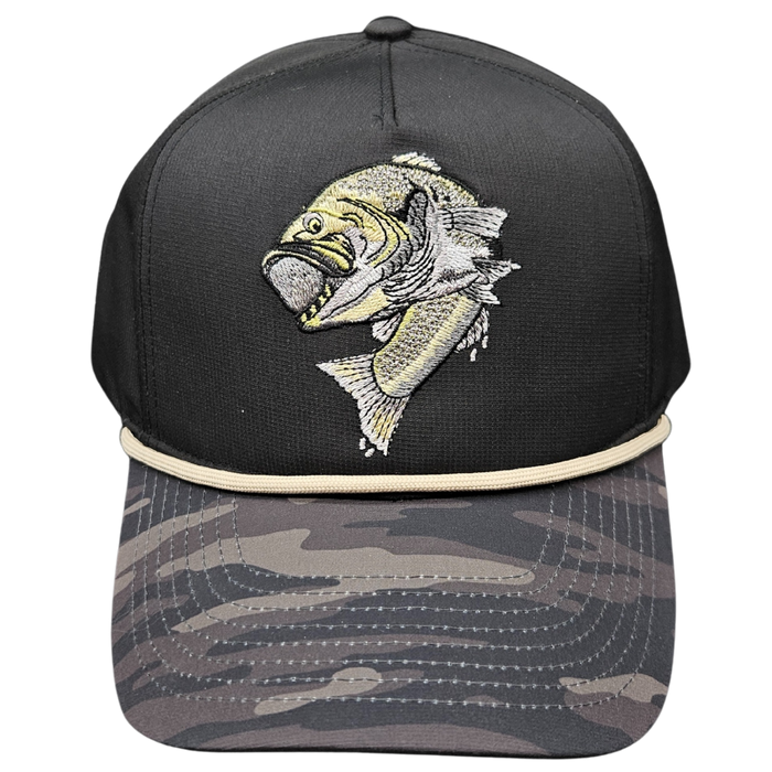Wild Brims Hats, Largemouth Bass Black Camo, Black