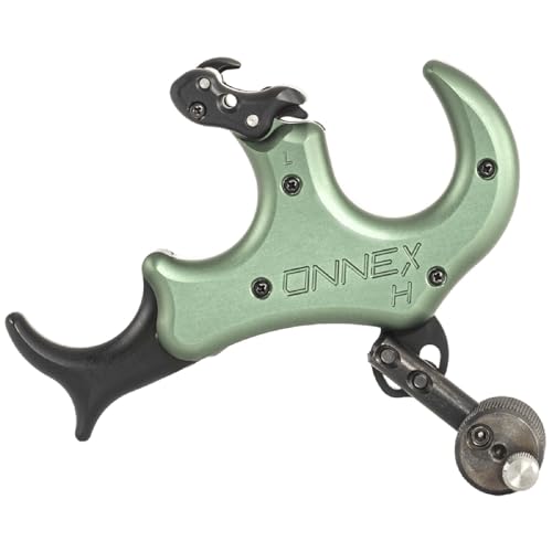 Stan OnneX Hinge Archery Release – Micro-Adjustable Hinge with Draw Control, Click Options, and Modular Fit for 3 or 4 Fingers, Sage, L