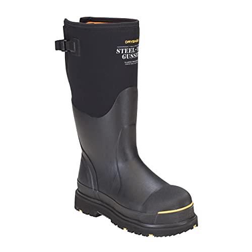 Dryshod Mens Steel-Toe Gusset Work Safety Boots | Waterproof | Slip Resistant | Rubber | Black | Size 10
