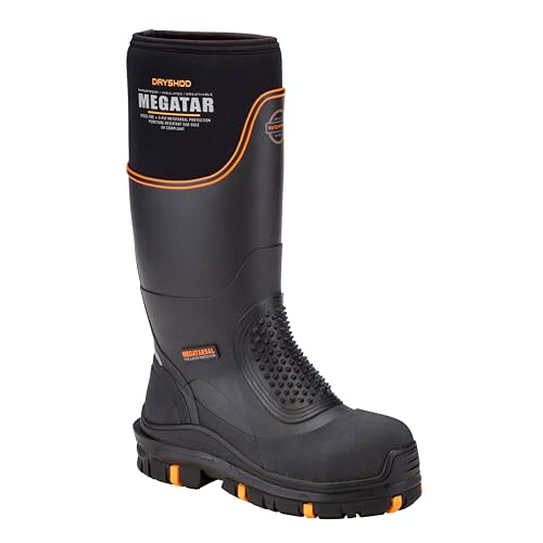 Dryshod Men's Megatar Met Guard Steel Toe Work Boot | Rubber | Waterproof | Insulated | Black | Size 11