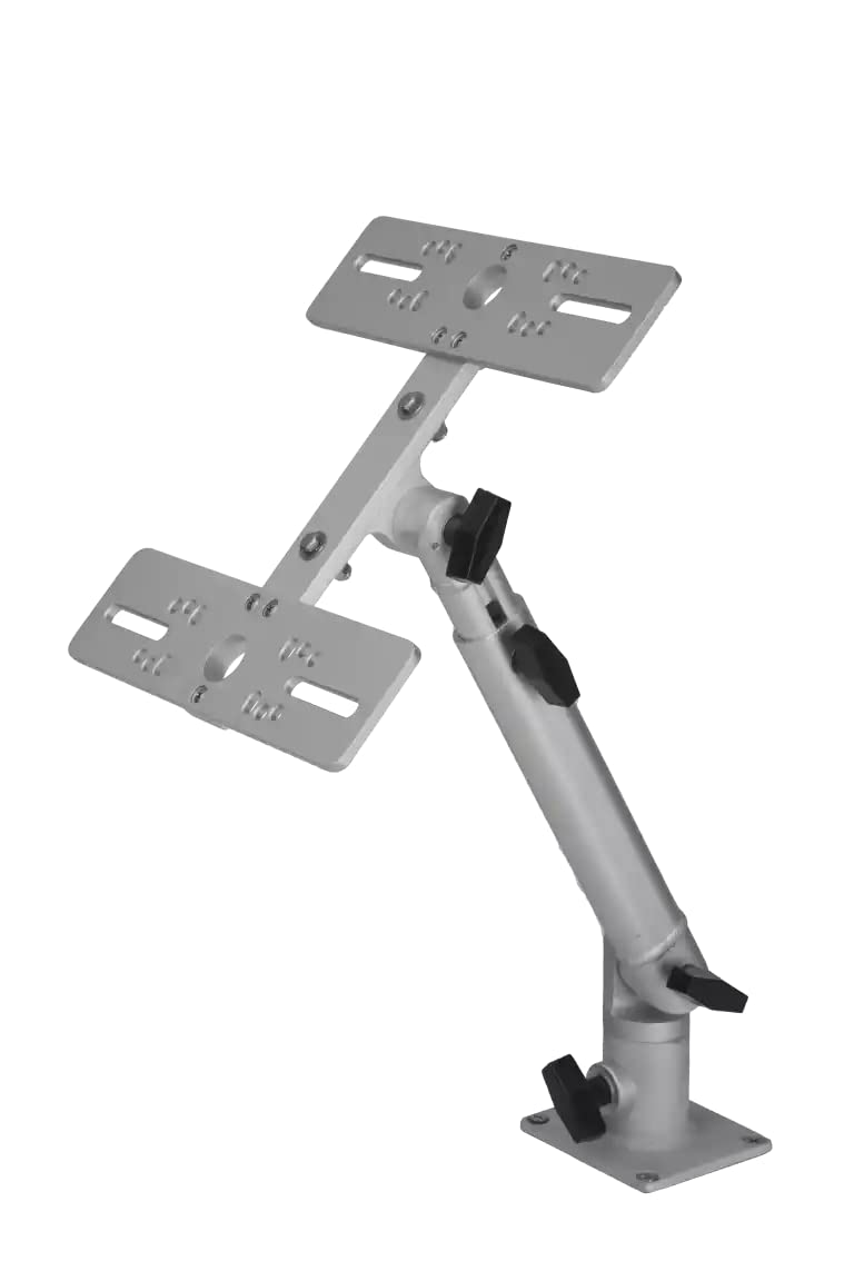 Double Face Marine Electronic Mount, Fish Finder Bracket, Anodized Aluminum 350 Degree Swivel Monitor Mount with Adjustable Height, Easy Install, Mounting Plate Fits Most Monitors