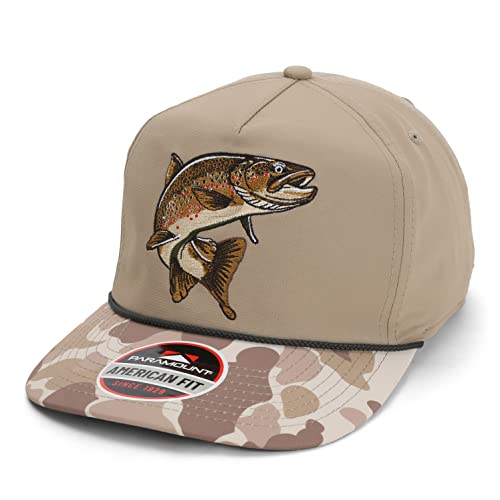 Paramount Outdoors Hat 5-Panel Throwback Fly Fishing Trucker hat with Quick Dry Fabric and Stretch Comfort Snapback