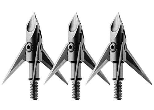 Ramcat Crossbow Broadheads | 3 Pack | 100 Grain Screw-In Cross Bow Hydroschok-X Pivoting Broadhead, Cross Bow Arrow Heads, Bow Hunting Accessories, 0.032”, Stainless Steel, Silver, Model: RAM100CB