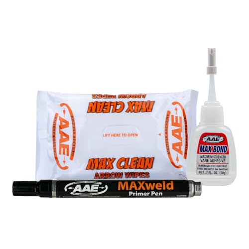 Arizona Archery Enterprises MAX Adhesion KIT Fletching Glue, Primer Pen, Arrow Wipes for Vanes Fletches Application AAE