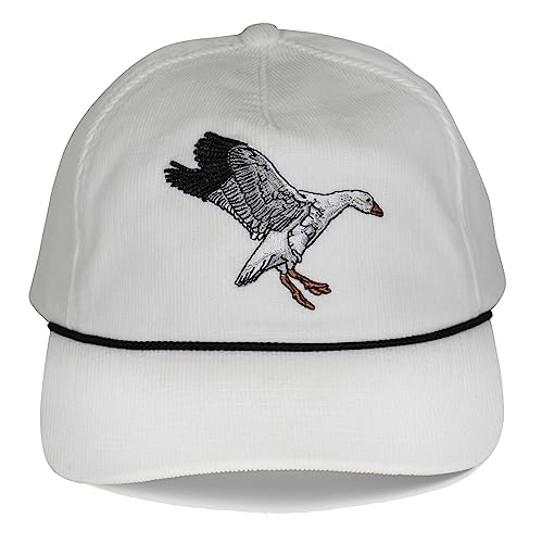 Paramount Outdoors Corduroy Hat Comfort Snapback Retro Waterfowl Snow Goose Hunting Cap (White Corduroy- OSFA)