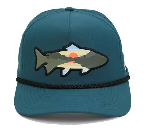 Paramount Outdoors Sunset Fish Silhouetee Performance Trucker Hat Mountain Fishing Rope Cap (Slate - OSFA)