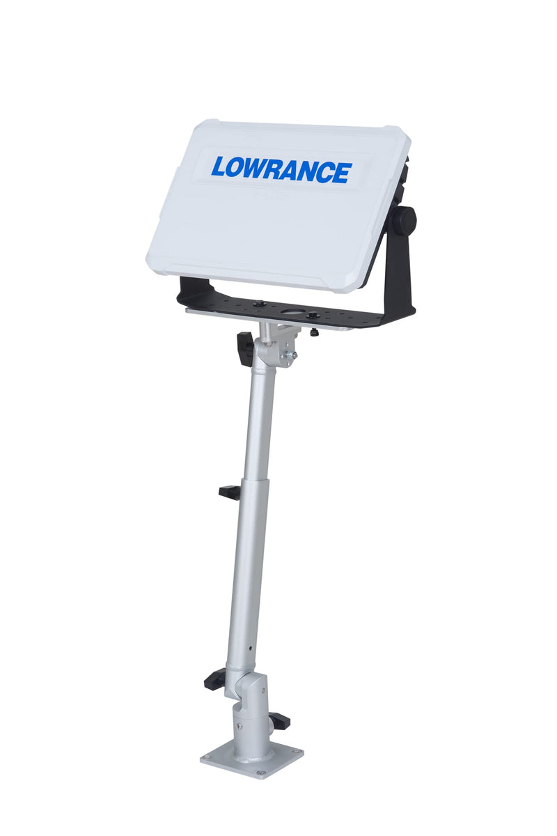Marine Electronic Mount, Fish Finder Bracket, Anodized Aluminum 350 Degree Swivel Monitor Mount with Adjustable Height, Easy Install, Mounting Plate Fits Most Monitors