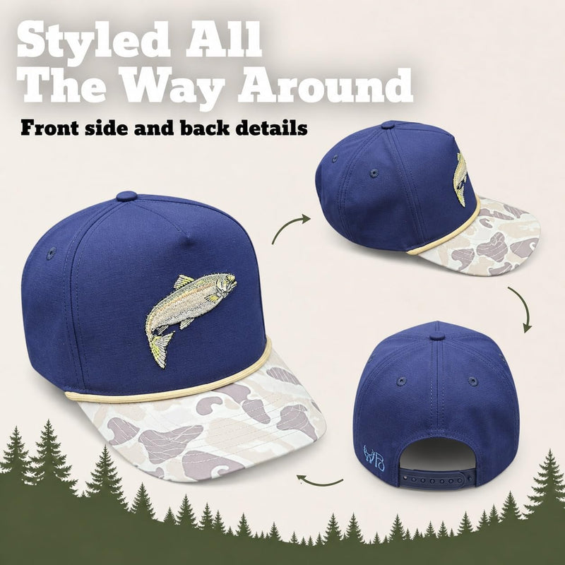 Wild Brims Hats, Rainbow Trout Light Camo, Navy