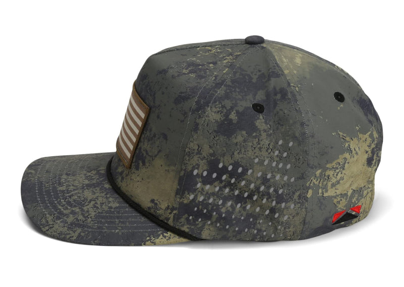 Paramount Outdors Performance Perforated American Flag Trucker Hat Rope Cap (Grey Cirrus)