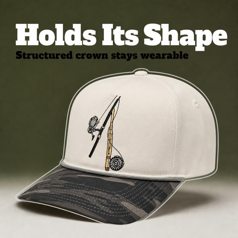 Wild Brims Hats, Fishing Pole Black Camo, Stone