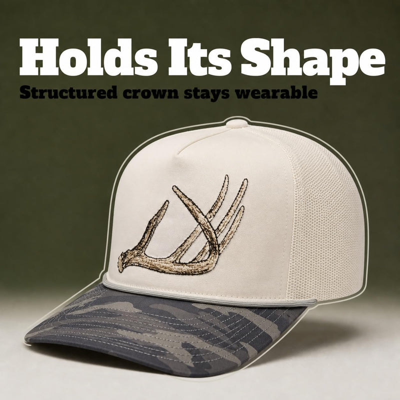 Wild Brims Hats, Deer Antler Black Camo, Stone