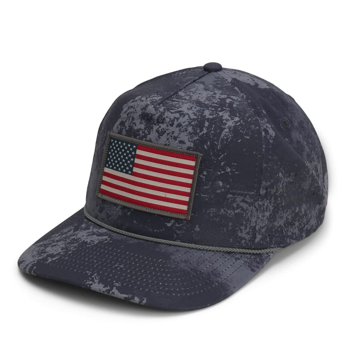 Paramount Outdors Performance Perforated American Flag Trucker Hat Rope Cap (Grey Cirrus)