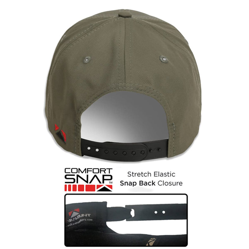 Paramount Outdoors Rock Fish 3-D Puff Embroidery Fishing Hat Salmon Trout Fly Fishing Baseball Cap (Olive)