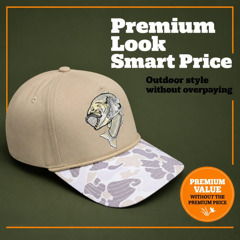 Wild Brims Hats, Largemouth Bass Light Camo, Khaki