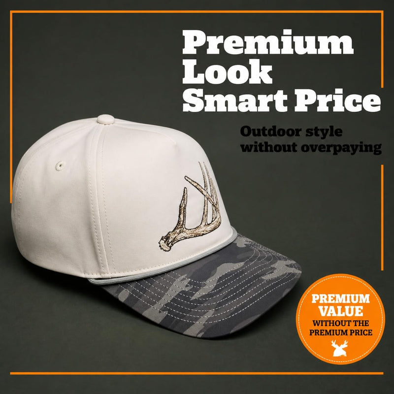 Wild Brims Hats, Deer Antler Black Camo, Stone