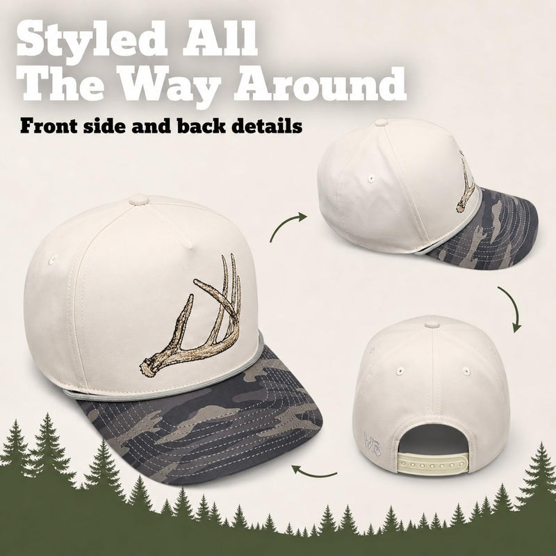 Wild Brims Hats, Deer Antler Black Camo, Stone