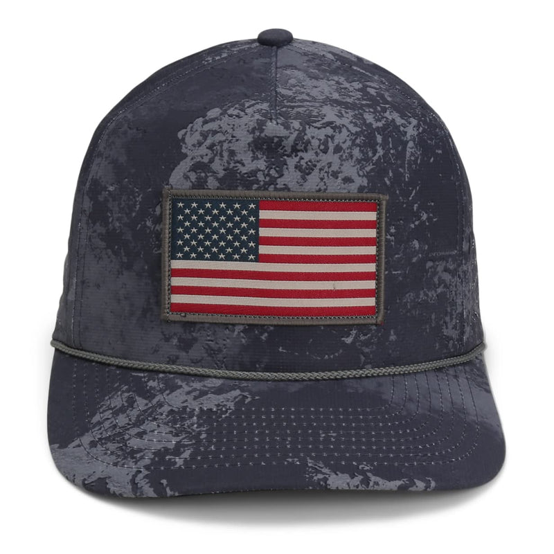 Paramount Outdors Performance Perforated American Flag Trucker Hat Rope Cap (Grey Cirrus)