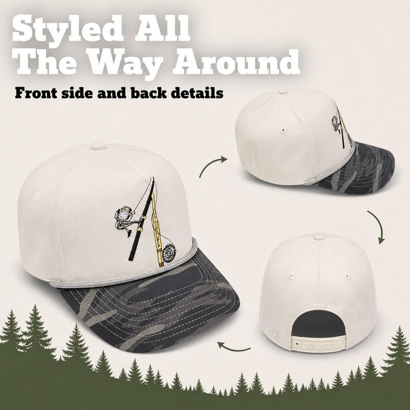 Wild Brims Hats, Fishing Pole Black Camo, Stone