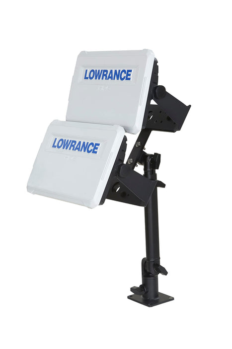 Double Face Marine Electronic Mount, Fish Finder Bracket, Anodized Aluminum 350 Degree Swivel Monitor Mount with Adjustable Height, Easy Install, Mounting Plate Fits Most Monitors