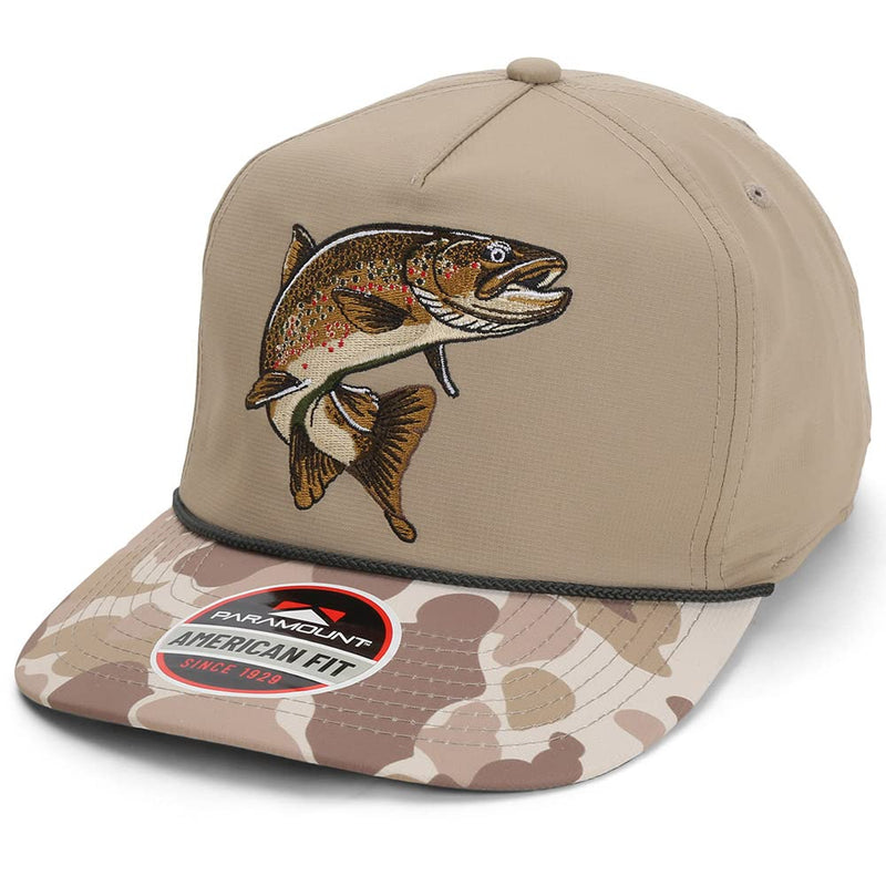 Paramount Outdoors Hat 5-Panel Throwback Fly Fishing Trucker hat with Quick Dry Fabric and Stretch Comfort Snapback
