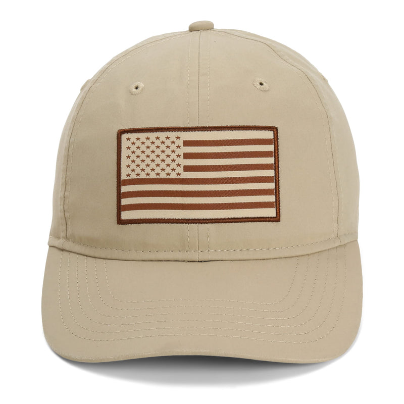 Paramount Outdoors Waxed Cloth American Flag Cap American Fit US Flag Cap Fits Head Size MD - 2X (Brown)