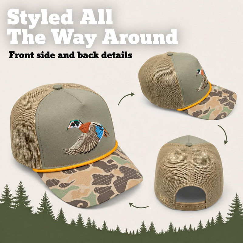 Wild Brims Hats, Wood Duck, Camo Brim, Olive, Mesh Back