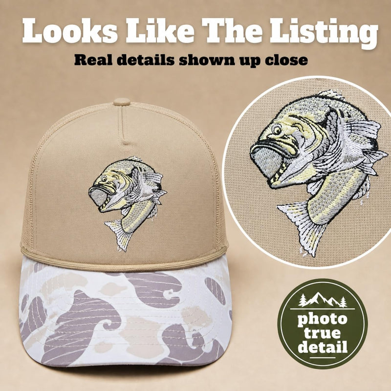 Wild Brims Hats, Largemouth Bass Light Camo, Khaki