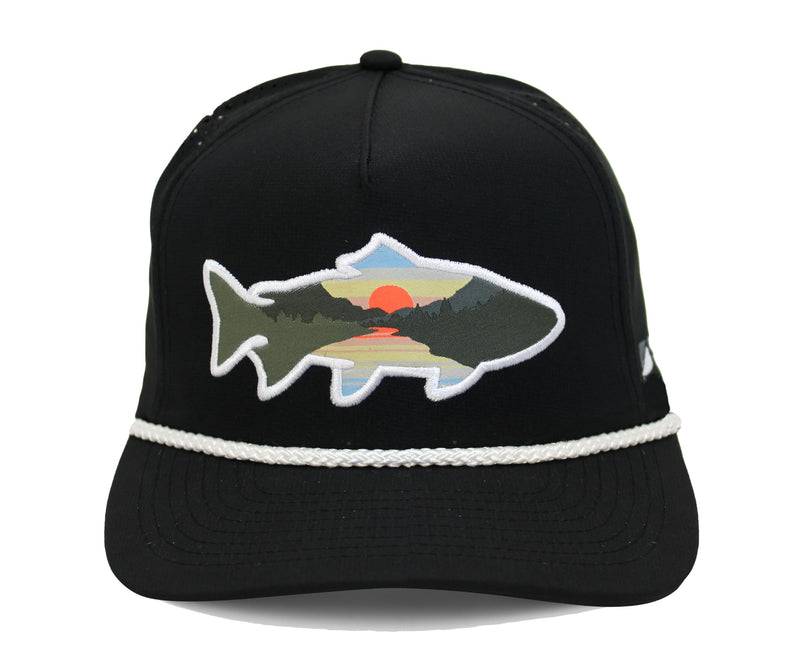 Paramount Outdoors Sunset Fish Silhouetee Performance Trucker Hat Mountain Fishing Rope Cap (Slate - OSFA)
