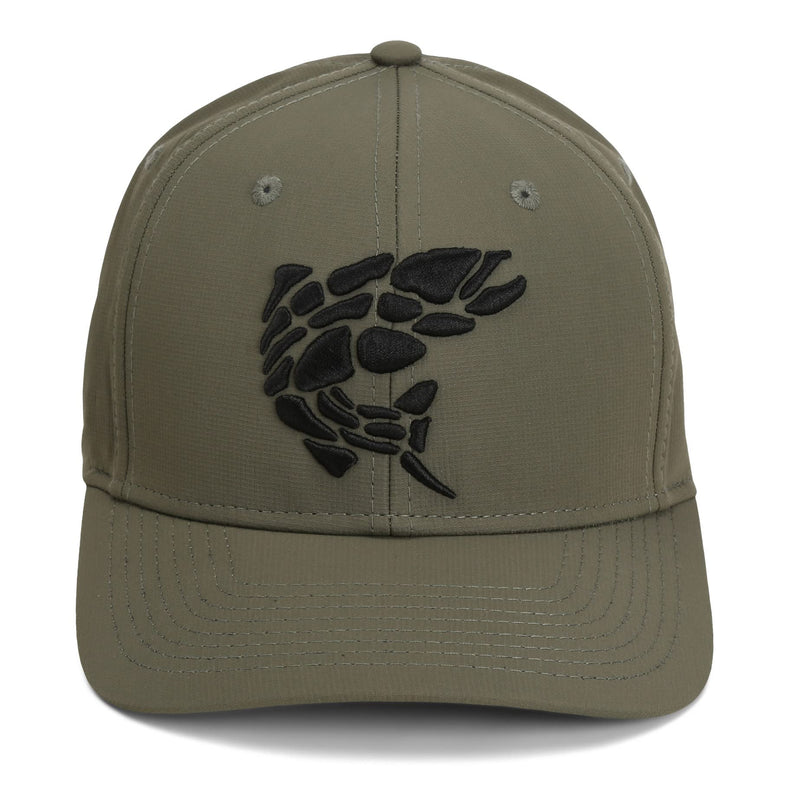 Paramount Outdoors Rock Fish 3-D Puff Embroidery Fishing Hat Salmon Trout Fly Fishing Baseball Cap (Olive)