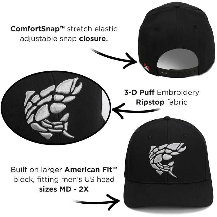 Paramount Outdoors Rock Fish 3-D Puff Embroidery Fishing Hat Salmon Trout Fly Fishing Baseball Cap (Olive)