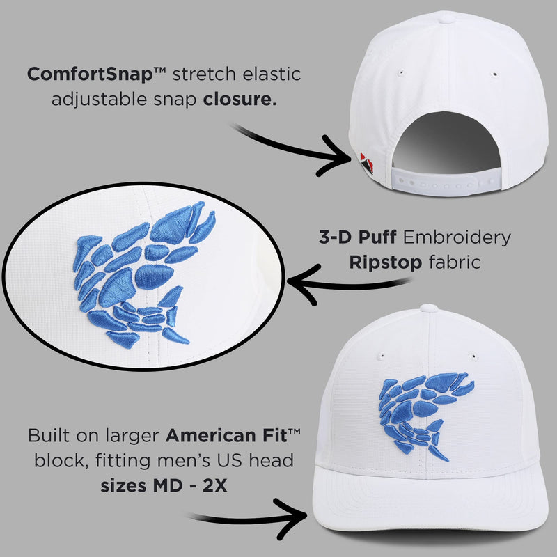 Paramount Outdoors Rock Fish 3-D Puff Embroidery Fishing Hat Salmon Trout Fly Fishing Baseball Cap (Olive)