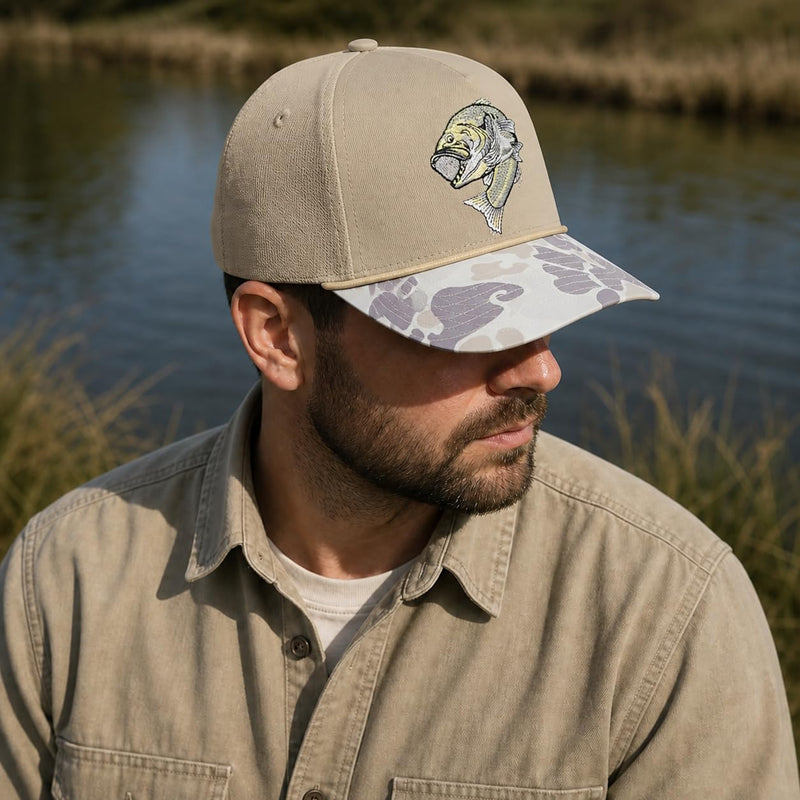 Wild Brims Hats, Largemouth Bass Light Camo, Khaki