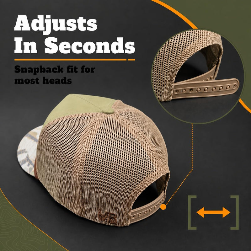 Wild Brims Hats, Flying Wood Duck, bark Camo, Dark Olive, Mesh Back