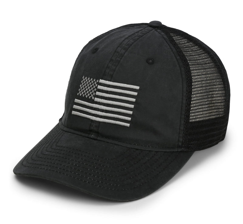 Paramount Outdoors Waxed Cloth American Flag Cap American Fit US Flag Cap Fits Head Size MD - 2X (Brown)