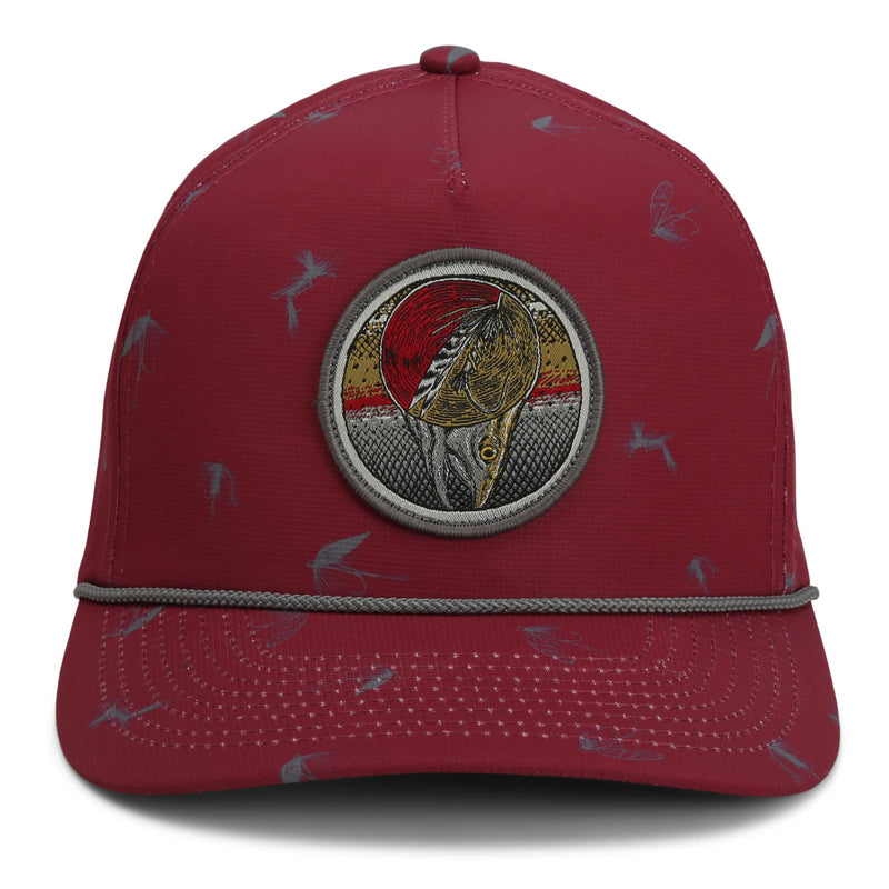 Paramount Outdoors Dead Drift Fly Fishing Patch 5-Panel Vintage Trucker Rope Cap, Fly Fishing Cap