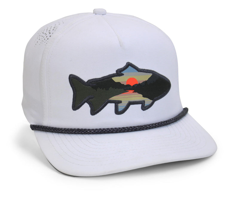 Paramount Outdoors Sunset Fish Silhouetee Performance Trucker Hat Mountain Fishing Rope Cap (Slate - OSFA)