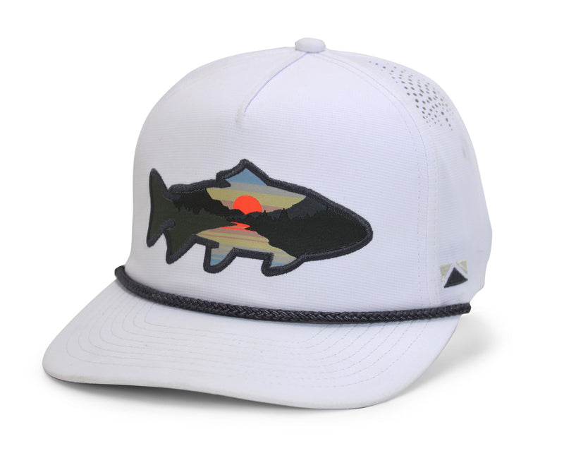 Paramount Outdoors Sunset Fish Silhouetee Performance Trucker Hat Mountain Fishing Rope Cap (Slate - OSFA)
