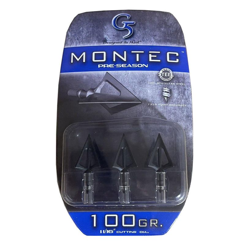 G 5 Outdoors Montec Pre-Season 1-1/16-Inch Cut Practice Broadheads (3-Pack), 100 Grain