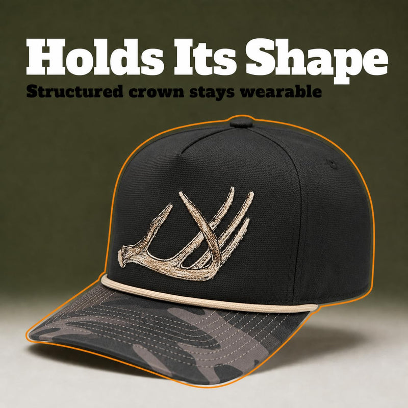 Wild Brims Hats, Deer Antler Black Camo, Black