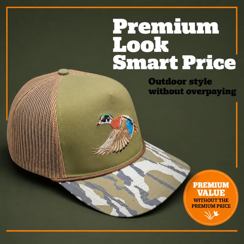 Wild Brims Hats, Wood Duck, Bark Camo, Dark Olive, Mesh Back