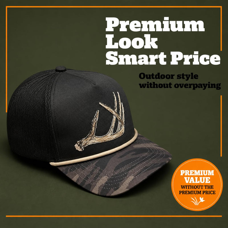 Wild Brims Hats, Deer Antler Black Camo, Black