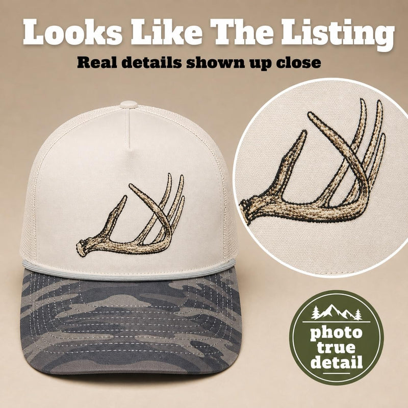 Wild Brims Hats, Deer Antler Black Camo, Stone