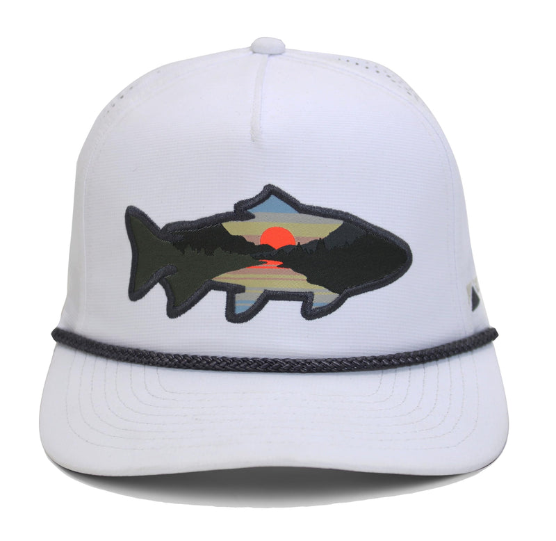 Paramount Outdoors Sunset Fish Silhouetee Performance Trucker Hat Mountain Fishing Rope Cap (Slate - OSFA)