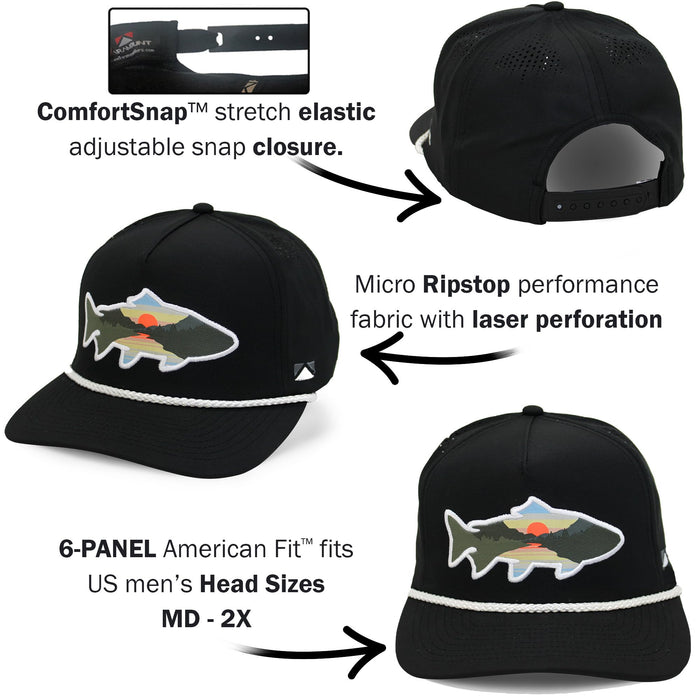 Paramount Outdoors Sunset Fish Silhouetee Performance Trucker Hat Mountain Fishing Rope Cap (Slate - OSFA)