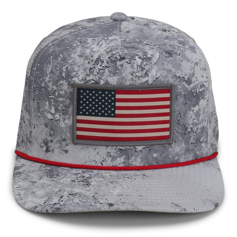 Paramount Outdors Performance Perforated American Flag Trucker Hat Rope Cap (Grey Cirrus)